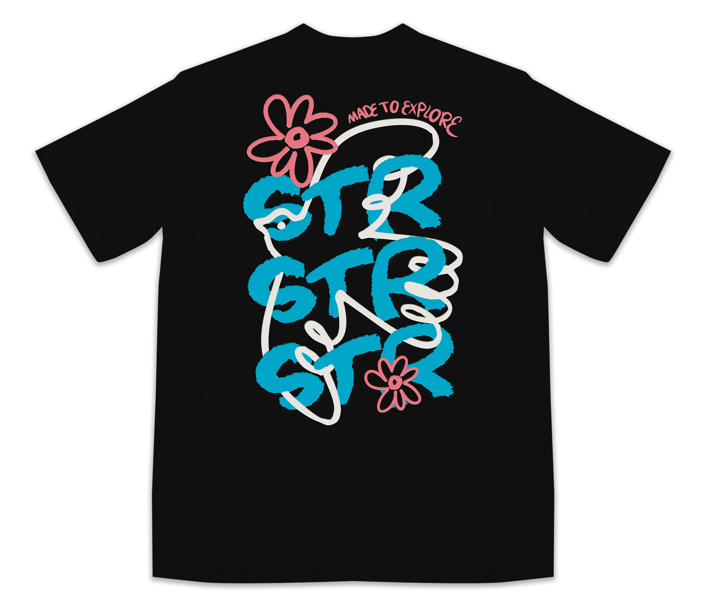 TEE-SHIRT FLOWER BIRD BLACK
