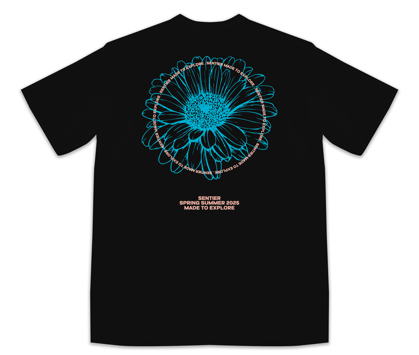 TEE-SHIRT BLUE FLOWER BLACK